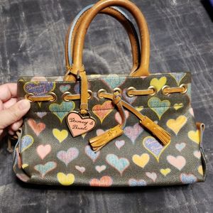 Dooney & Bourke Purse Black & Multi-Colored Hearts